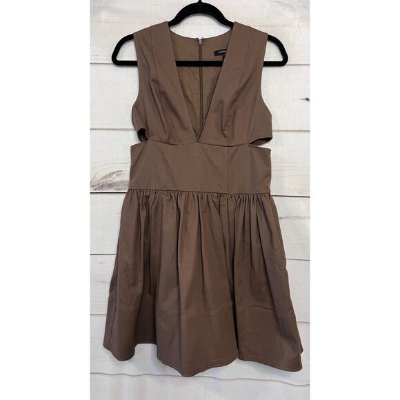 Banana Republic Dress Brown Cut Outs Size 6p Fit Flare Chic - Picture 1 of 8